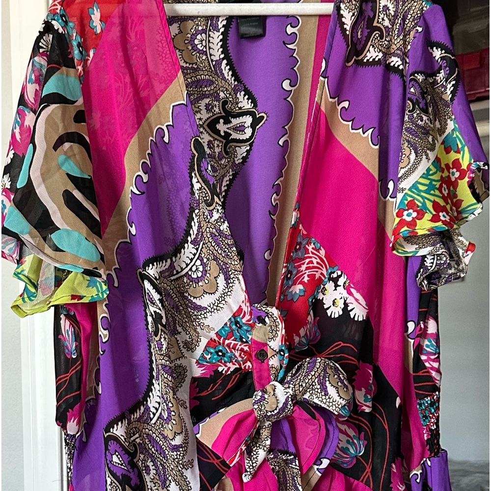 Multi color high/low sheer blouse